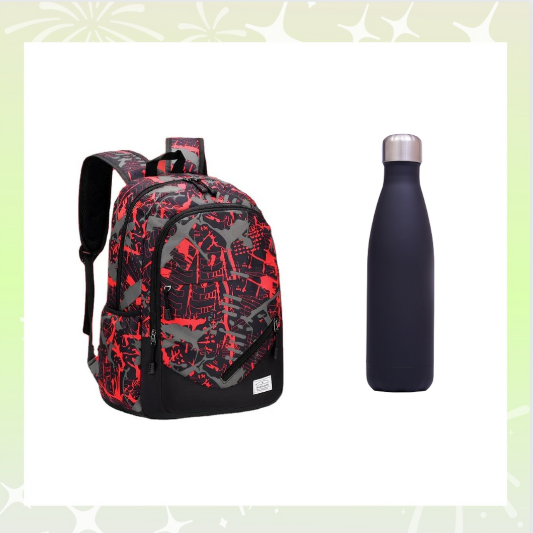 School bag + water thermos bottle