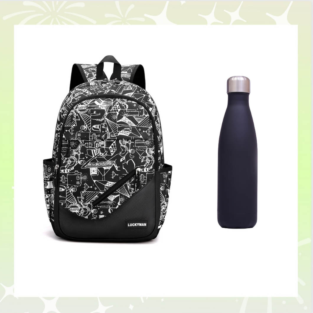 School bag + water thermos bottle