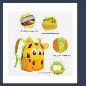 GENIOWORLD NEOPRENE ANIMAL CARTOON KINDERGARTEN CHILDREN BACKPACK BAGS